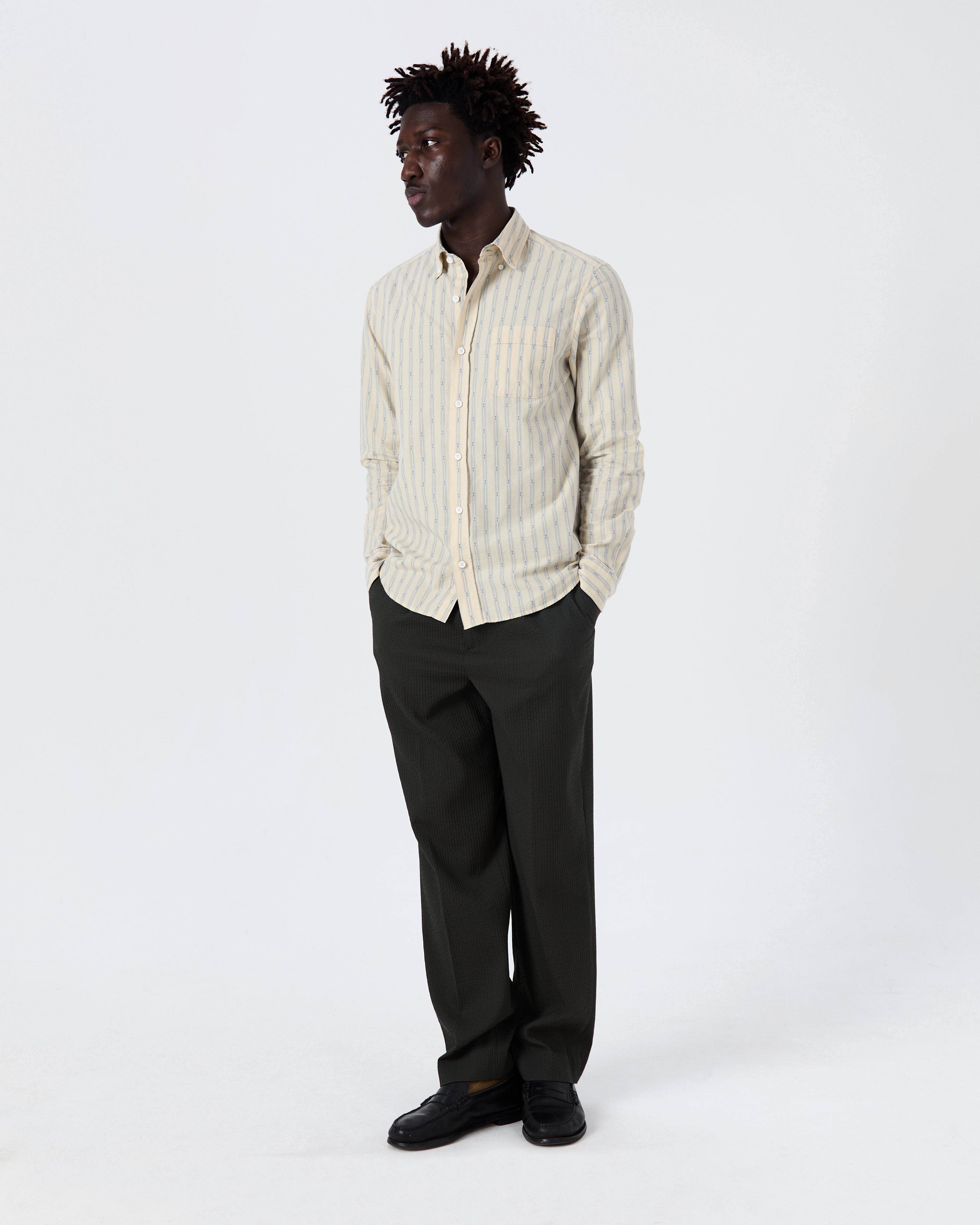 Calvi shirt in ecru and sky blue