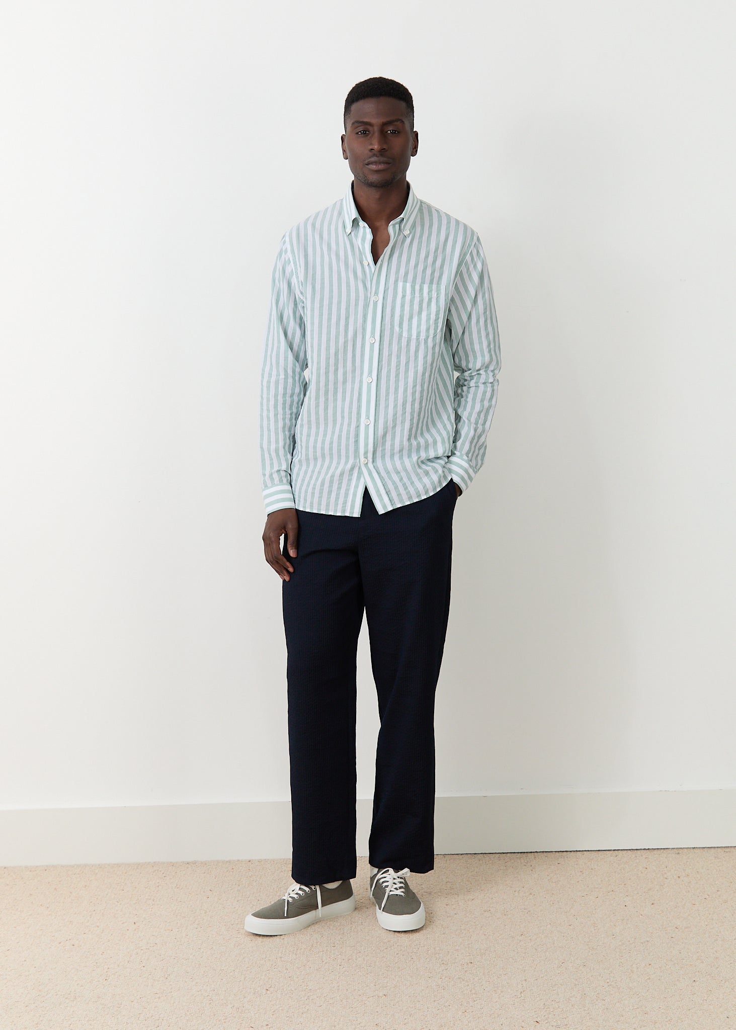 Calvi shirt in green and white
